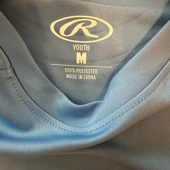 Rawlings Blue Crew Neck Short Sleeve Jersey Youth M Polyester- New With Tags - Picture 2 of 4